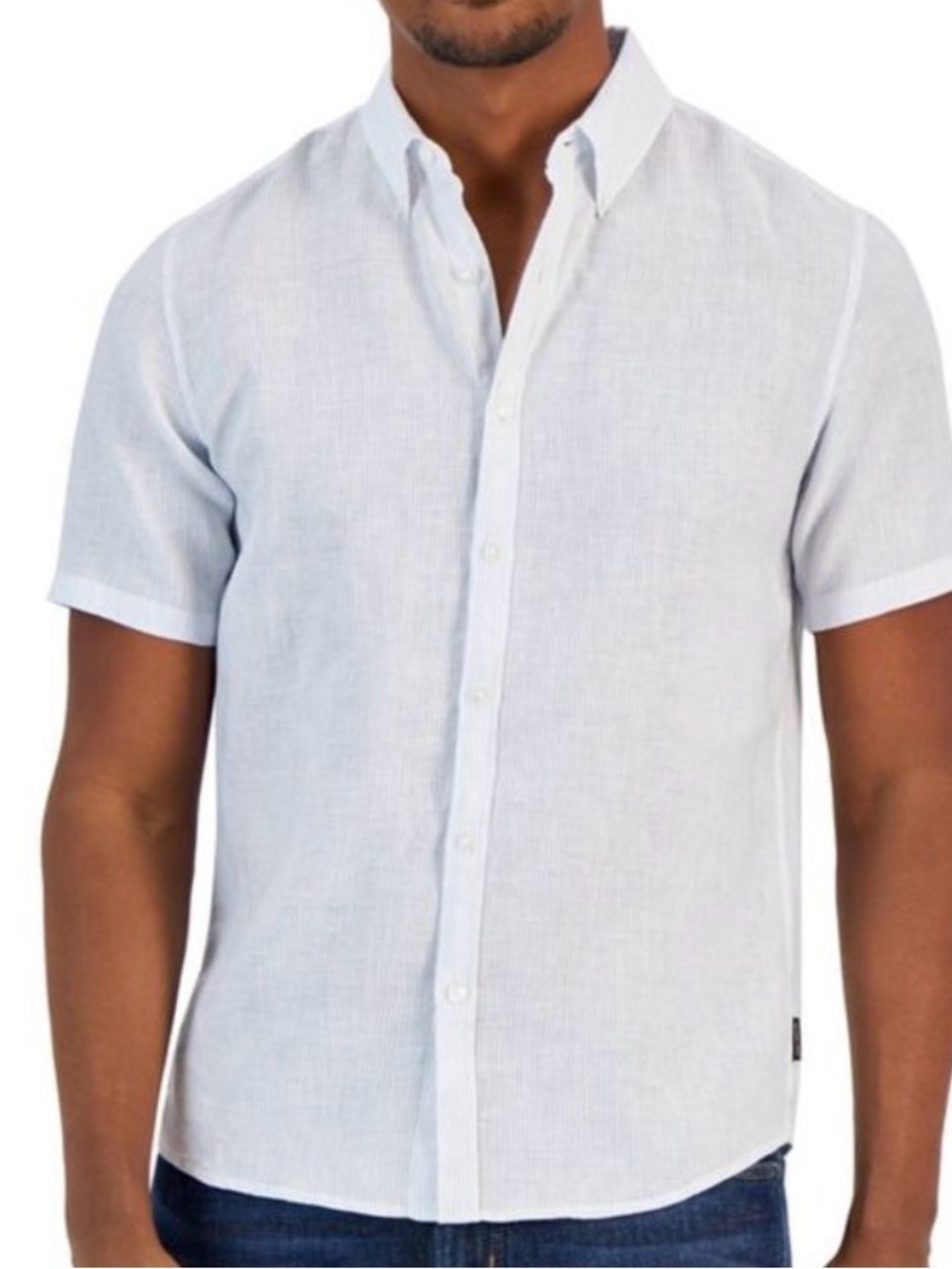 Michael Kors Men's Short Sleeve Button Down  Shirt tailored fit linen large EUC